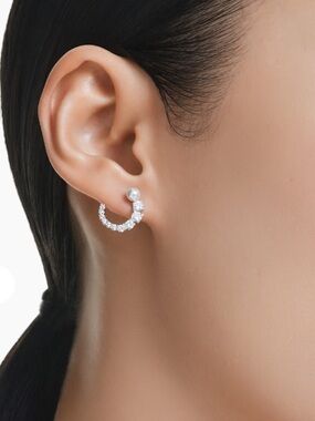 Swarovski Matrix Half-Hoop Earrings featuring White Crystal Pearls
